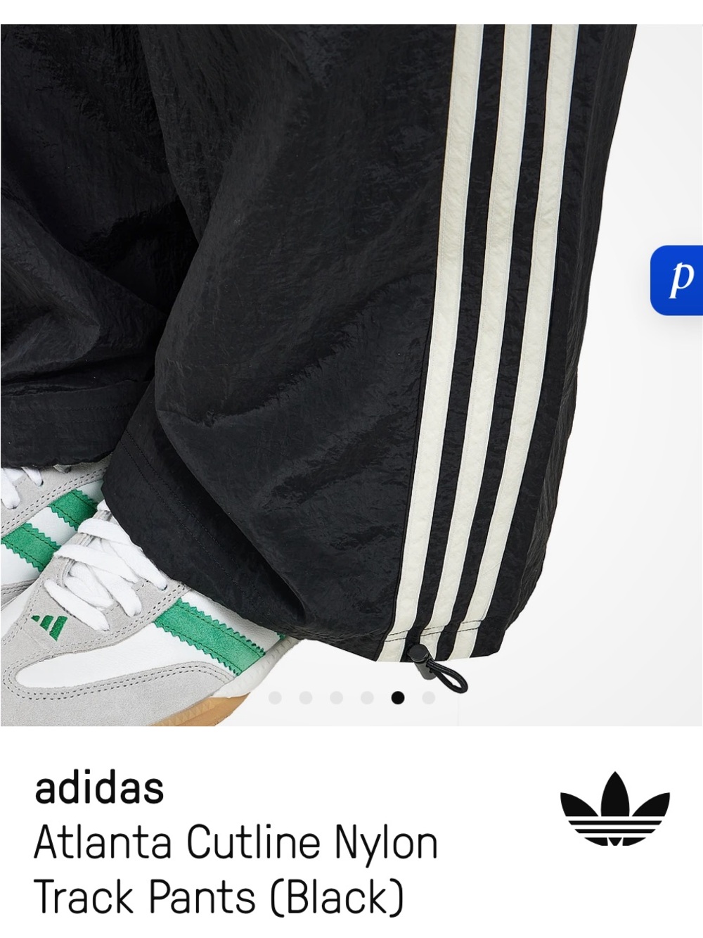 adidas Wide-Leg Atlanta Cut Line Track Pants in Black - Picture 9 of 13